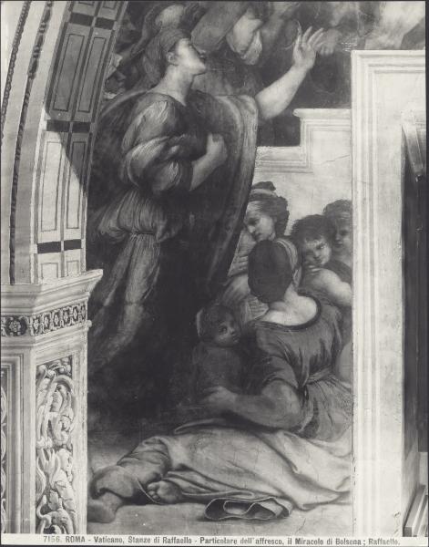 Dipinto murale - Messa di Bolsena (particolare del gruppo di fedeli a sinistra) - Raffaello Sanzio - Città del Vaticano - Musei Vaticani - Stanza di Eliodoro