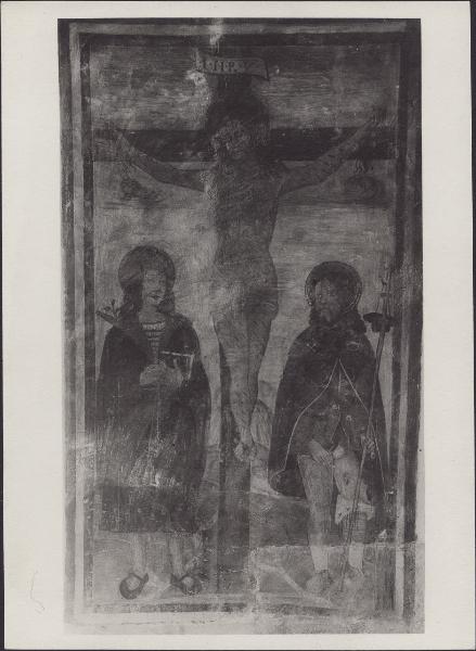 Dipinto murale - Gesù crocifisso fra S. Nabore e S. Rocco - Albavilla - Località Carcano - Chiesa di S. Dionigi