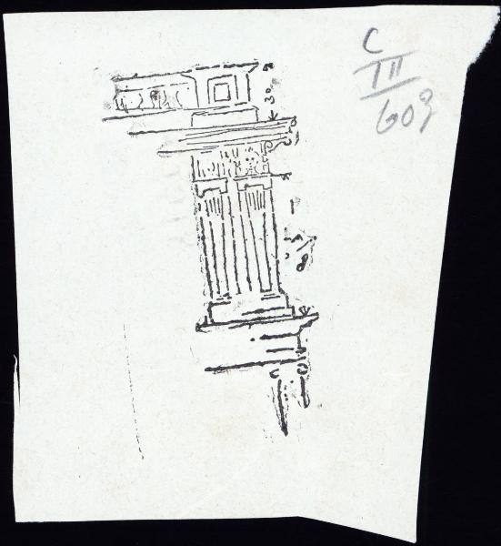 Disegno- Architettura - Milano - Palazzo Marino - Facciata verso San Fedele - Particolare delle finestre del secondo piano - Luca Beltrami da Galeazzo Alessi - Milano - Castello Sforzesco - Civico Gabinetto dei Disegni - Inv. RB 1590 recto