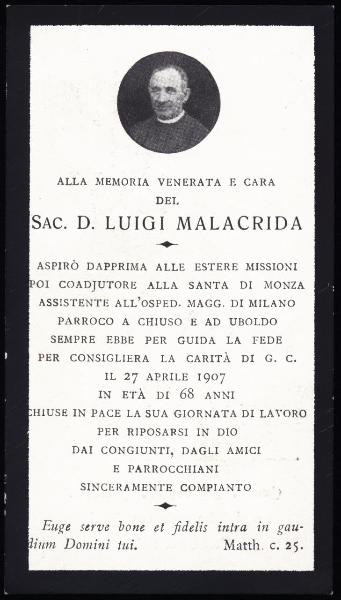 Ritratto maschile su lapide - Sacerdote don Luigi Malacrida