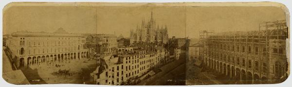 Milano - Piazza del Duomo - Demolizione dell'isolato del Rebecchino e costruzione dei Portici meridionali