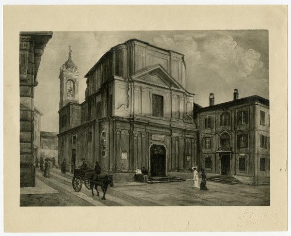 Disegno acquerellato - Milano - Chiesa di Santa Maria Segreta