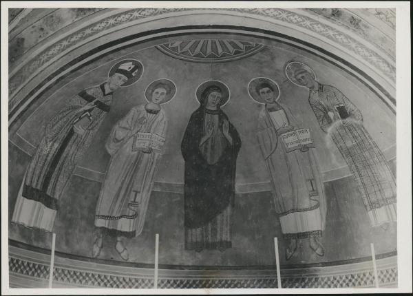 Dipinto murale - SSant'Ambrogio, Nabore, Savina, Felice e altro Santo - Lodi Vecchio - Basilica di S. Bassiano - Navata sinistra - Abside