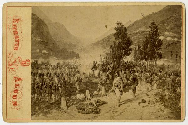 Dipinto - Girolamo Induno - Combattimento di Borgo Valsugana - 1866