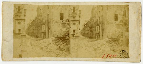 Spedizione dei Mille - Rivoluzione di Palermo - Palazzo Carini - Rovine causate dall'incendio