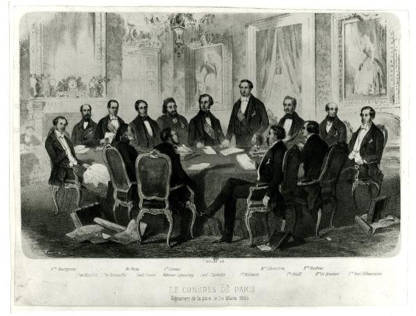 Incisione - Congresso di Parigi - Firma della pace 30 marzo 1856 - C. Schultz