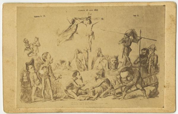 Disegno - vignetta allegorica degli eventi di Aspromonte.