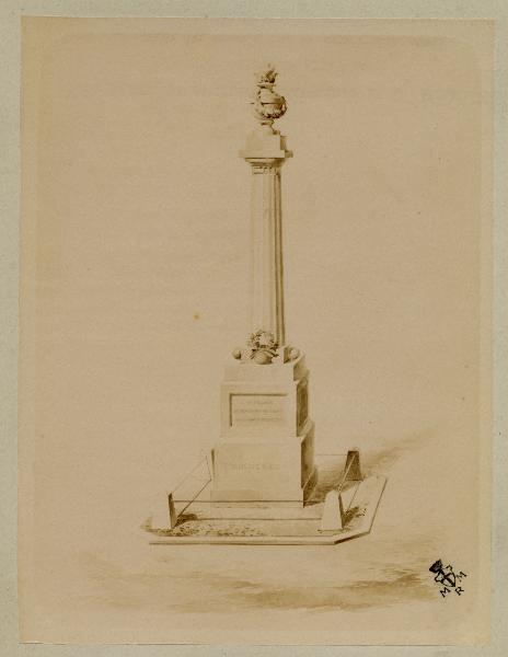 Vezza d'Oglio - Piazza IV Luglio - Disegno del monumento ai volontari caduti il 4 Luglio 1866