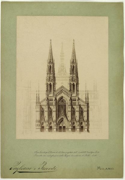 Milano - piazza del Duomo -concorso per il rifacimento in stile gotico della facciata - progetto dall'Architetto Cristoforo Pinto