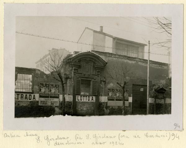 Milano - Via S. Gerolamo - Chiesa di S. Gerolamo - Antica porta - Demolizioni