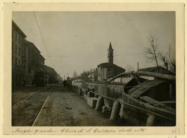 Milano - Naviglio Grande - Chiesa di San Cristoforo sul Naviglio - Barcone - Tramvia