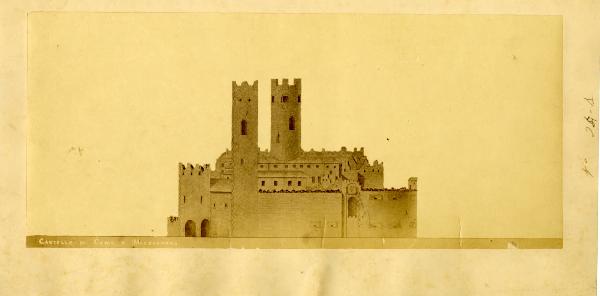 Disegno - Castello della Torre Rotonda di Como - Prospetto nord