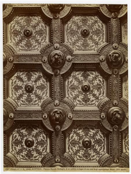 Mantova - Palazzo Ducale - Salotto di Amore e Psiche - Soffitto a cassettoni - Legno - Particolare della decorazione