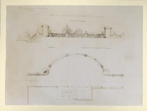 Caprera - Pianta e prospetto - Tomba di Giuseppe Garibaldi