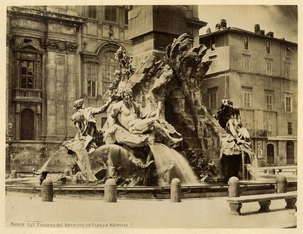 Gruppo scultoreo - Marmo - Fontana dei Quattro Fiumi - Dettaglio - 1648-1651 - Gian Lorenzo Bernini - Roma - Piazza Navona