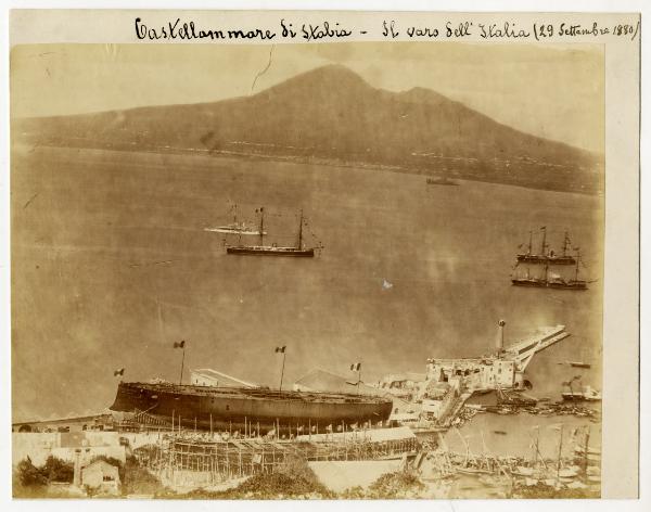 Castellamare di Stabia - 29 settembre 1880 - Vesuvio - Il varo della nave militare "Italia"