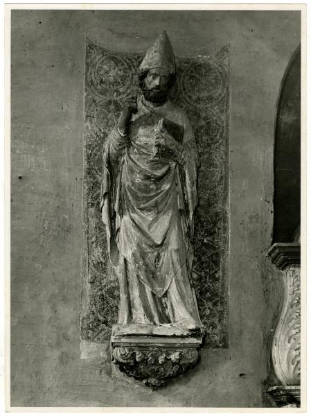 Sant'Ambrogio - Statua in terracotta policroma - Chiesa di Villa - Castiglione Olona (VA)