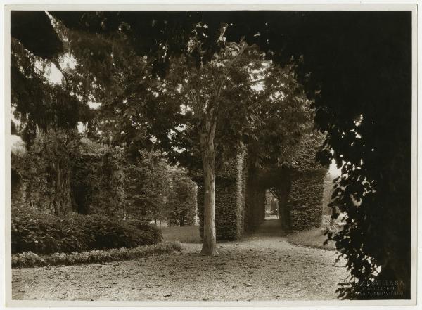 Lainate - Villa Visconti Borromeo Arese Litta - Giardino - Vialetto e boschetti laterali che conducono dalla Sala Verde alla Grotta Nuova del Ninfeo