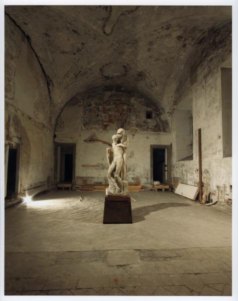 Milano - Castello Sforzesco - Ex ospedale spagnolo - Calco della Pietà Rondanini di Michelangelo eseguito da Cesare Gariboldi - Prove di allestimento