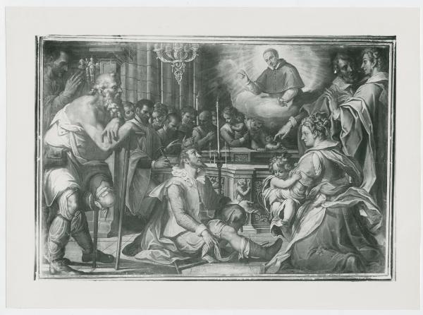 Dipinto - Ciclo dei "Miracoli di San Carlo", Miracolo della guarigione di Giovan Giacomo Lomazzo, 1610 - Giorgio Noyers- Milano - Ven. Fabbrica del Duomo