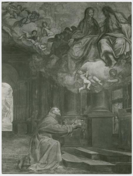 Dipinto murale - Visione di San Francesco alla Porziuncola - Giovan Mauro della Rovere detto il Fiammenghino - Milano - Chiesa di Sant'Angelo - Cappella di San Francesco