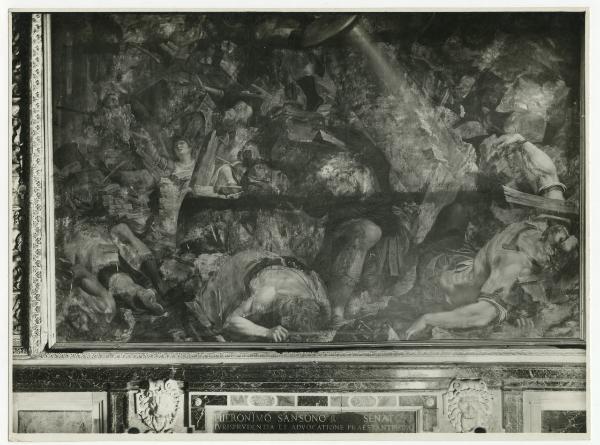 Tela - Sansone distrugge il tempio dei Filistei - Panfilo Nuvolone - Milano - chiesa di Sant'Angelo - cappella di San Michele arcangelo, già Sansoni - parete sinistra