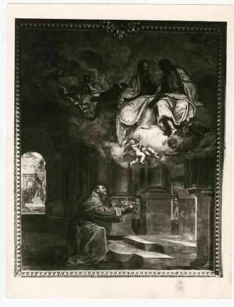 Dipinto murale - Visione di San Francesco alla Porziuncola - Giovan Mauro della Rovere detto il Fiammenghino - Milano - Chiesa di Sant'Angelo - Cappella di San Francesco