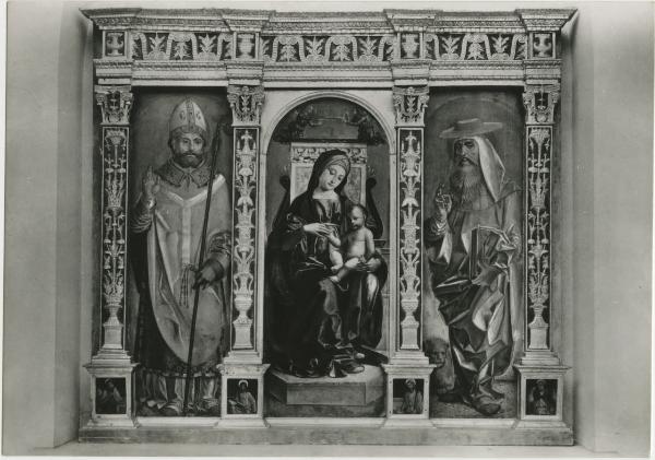 Tavole - pittura - Polittico - Madonna con Bambino, Sant'Ambrogio, San Gerolamo - Bernardino Zenale - Milano - basilica di Sant'Ambrogio - Tesoro