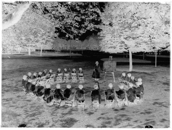 Milano - parco Trotter - scuola 'Umberto di Savoia' - lezione all'aperto