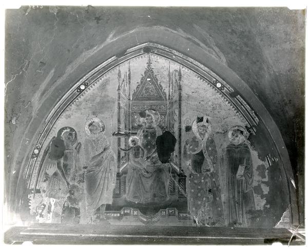 Pittura murale - Affresco - Vergine in trono - Maestri Lombardi - Viboldone - Abbazia di San Pietro