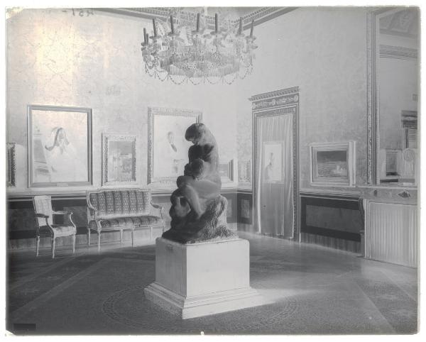 Milano - Villa Reale - Palazzo Belgiojoso - Galleria d'Arte Moderna - Sala - interni - scultura - dipinti