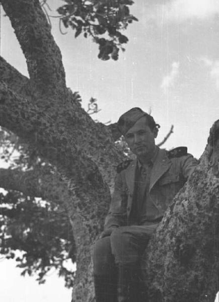 Viaggio in Africa. Ritratto maschile - militare - Peppino appoggiato al tronco di un albero