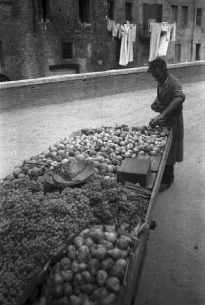 Italia Dopoguerra. Siena - Venditore di ortaggi