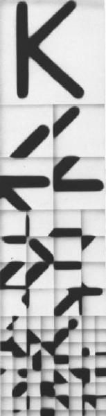 Riproduzione di un'opera di Bruno Di Bello - Scomposizione di lettere dell'alfabeto - K