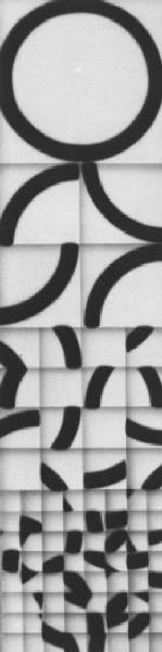 Riproduzione di un'opera di Bruno Di Bello - Scomposizione di lettere dell'alfabeto - O