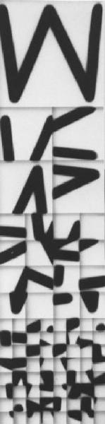 Riproduzione di un'opera di Bruno Di Bello - Scomposizione di lettere dell'alfabeto - W