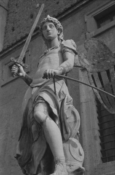 Sopralluogo per il film "Tosca". Roma, Castel Sant'Angelo - Statua dell'Arcangelo Michele - Sopralluogo per il film "Tosca"