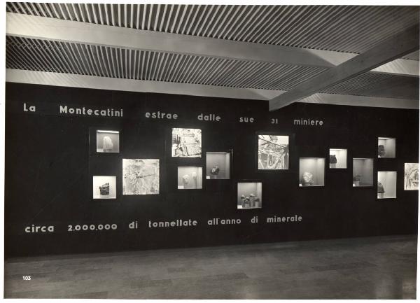 Milano - Fiera campionaria del 1956 - Padiglione Montecatini - Sala Miniere - Interno