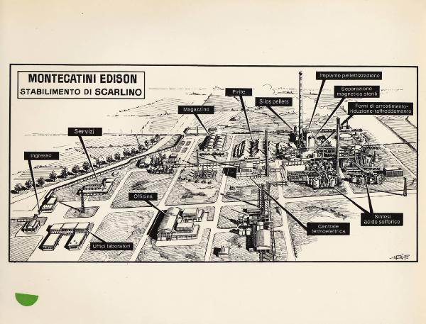 Scarlino - Riproduzione di disegno - Stabilimento per il trattamento della pirite