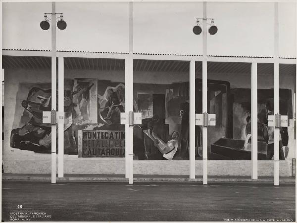 Roma - Mostra autarchica del minerale italiano del 1938 - Esterno - Pannelli