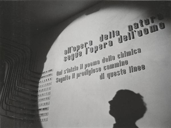 Milano - Fiera campionaria del 1950 - Padiglione Montecatini - Sala presentazione - Sala geologia - Particolare della parete