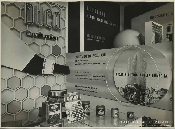 Milano - Fiera campionaria del 1946 - Stand Duco - Esposizione smalti - Pannello illustrativo propagandistico