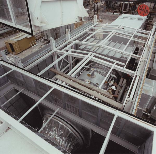 Porto Marghera - Centrale termoelettrica Marghera Levante - Cantiere - Struttura metallica del TG (turbina a gas) in costruzione