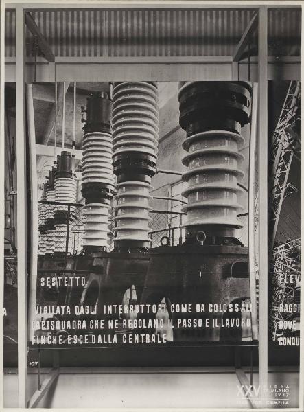 Milano - Fiera campionaria del 1947 - Padiglione Montecatini - Sala azoto e carbone - Pannello energia idroelettrica