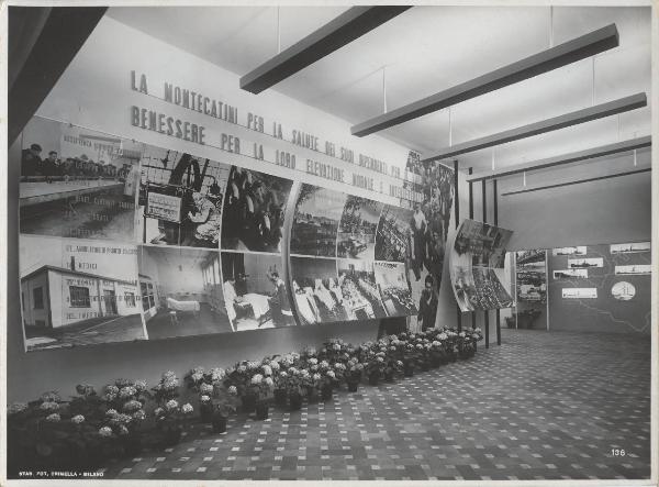 Milano - Fiera campionaria del 1938 - Padiglione Montecatini - Sala dipendenti - Reparto assistenza - Pannelli esplicativi