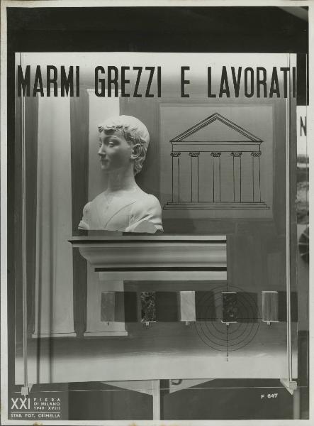 Milano - Fiera campionaria del 1940 - Padiglione Montecatini - Salone d'ingresso - Marmi grezzi e lavorati