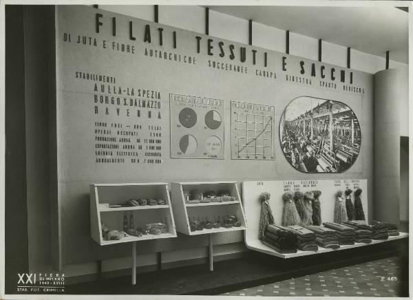 Milano - Fiera campionaria del 1940 - Padiglione Montecatini - Sala dei filati, tessuti e sacchi