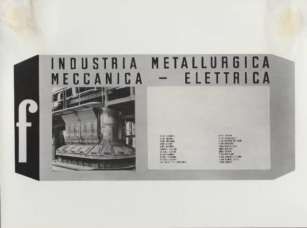 Milano - Fiera campionaria del 1947 - Padiglione Montecatini - Sala prodotti chimici per l'industria - Riproduzione tabelle e grafici statistici - Composti utilizzati nell'industria mettallurgica, meccanica ed elettrica