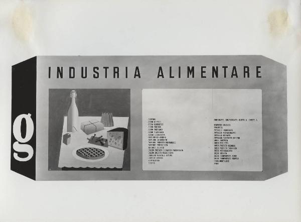 Milano - Fiera campionaria del 1947 - Padiglione Montecatini - Sala prodotti chimici per l'industria - Riproduzione tabelle e grafici statistici - Composti utilizzati nell'industria alimentare