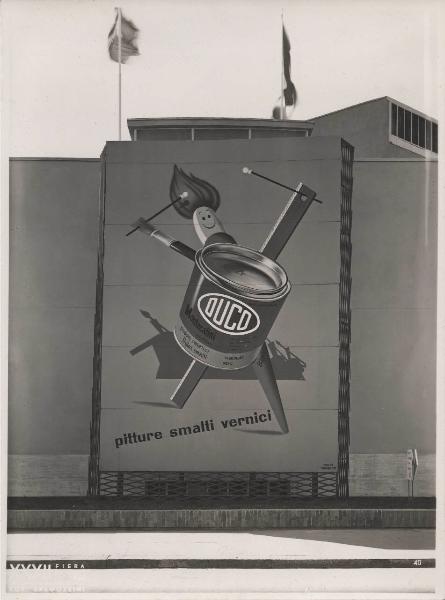 Milano - Fiera campionaria del 1954 - Pannello pubblicitario smalti e vernici DUCO